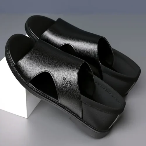 Hc897be59166d4b9c954306da158c78e7F SANDALES EN CUIR NOIR 2025