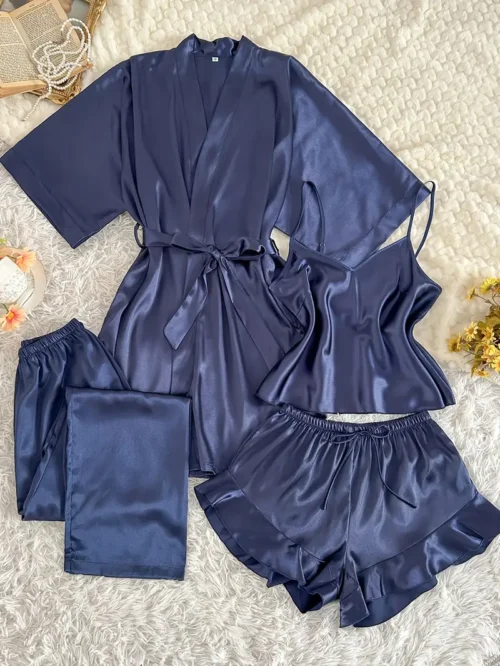 Pyjama femme 4 pièces col V