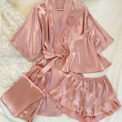 Pyjama femme 4 pièces col V