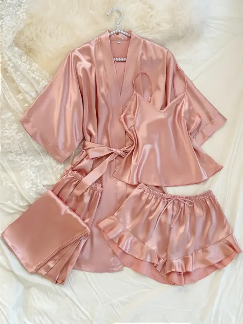 Pyjama femme 4 pièces col V