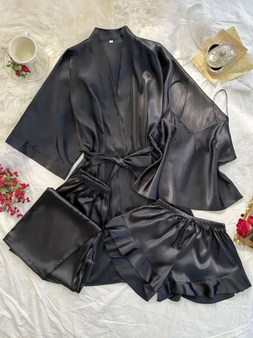 Pyjama femme 4 pièces col V