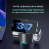 Station de charge magnétique sans fil rotative tactile en alliage d'aluminium, chargeur sans fil trois-en-un 15W à charge rapide
