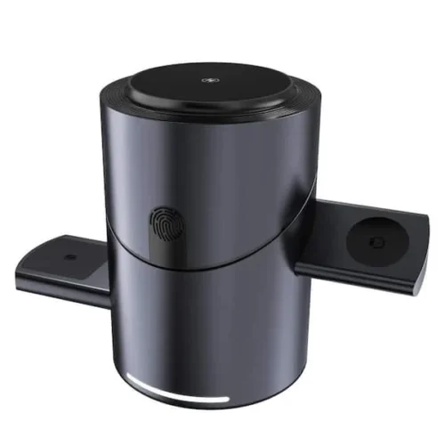 Station de charge magnétique sans fil rotative tactile en alliage d'aluminium, chargeur sans fil trois-en-un 15W à charge rapide