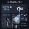Station de charge magnétique sans fil rotative tactile en alliage d'aluminium, chargeur sans fil trois-en-un 15W à charge rapide