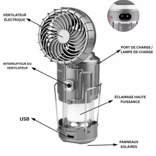 💡🌬️🔋 Lampe Multifonction 3-en-1 – Lumière, Ventilateur & Powerbank Intégrés