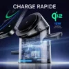 Station de charge magnétique sans fil rotative tactile en alliage d'aluminium, chargeur sans fil trois-en-un 15W à charge rapide