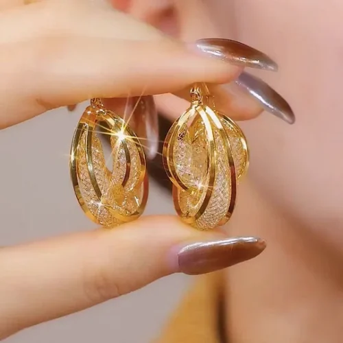 🌹Design haut de gamme et luxe abordable : Boucles d'oreilles en maille tissée ovale