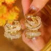 🌹Design haut de gamme et luxe abordable : Boucles d'oreilles en maille tissée ovale