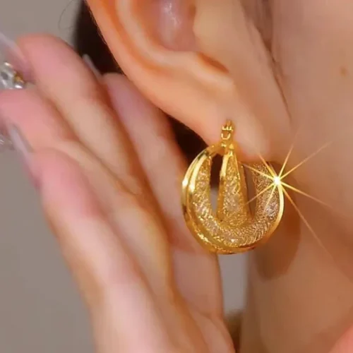 🌹Design haut de gamme et luxe abordable : Boucles d'oreilles en maille tissée ovale