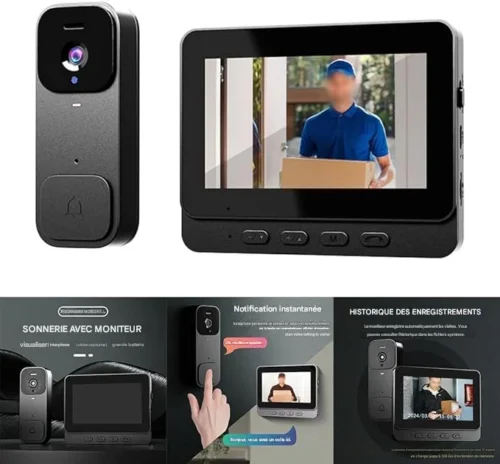 🔔 Sonnette Vidéo Sans Fil avec Écran – Sécurité & Confort à Domicile