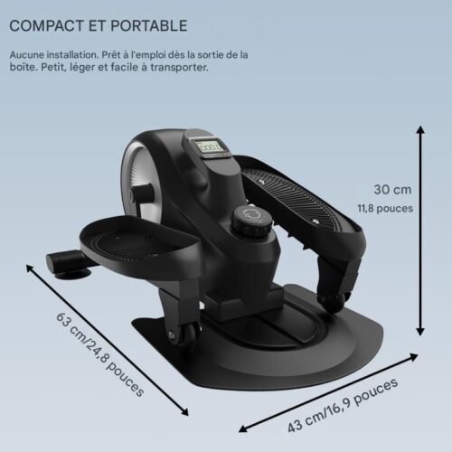 Machine de marche, stepper elliptique assis, réglage à huit niveaux, affichage LED, fonctionnement fluide, noir