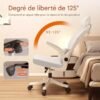 Chaise de bureau ergonomique Supreme Comfort - Conception en maille à dossier haut avec support lombaire personnalisable et appui-tête moelleux